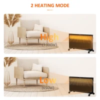 HOMCOM POWER Convector Radiator Freestanding or Wall-mounted Heating with 2 Heat Settings Safety Cut-Off, Black(m-9)