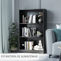 HOMCOM Estantería Librería con 3 Compartimentos de Almacenaje Libros CDs Plantas para Salón Estudio Dormitorio 62,2x24x102,4 cm Negro(m-6)
