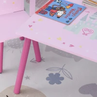 HOMCOM Ensemble Table et 2 Chaises Enfant Bureau pour Enfant Table de Jeu Design Princesse Motif château Bois pin MDF Rose(m-8)