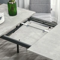 HOMCOM Mesa de Comedor Extensible Mesa de Cocina Rectangular para 4-6 Personas con Patas de Metal y Pies Ajustables 160x80x76 cm Gris(m-9)