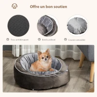 PawHut Panier pour chien chat lit pour animaux de compagnie doux velours hollandais coton PP convient aux petit chien gris(m-6)
