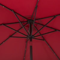 Outsunny 24 LED Solar Powered Parasol Umbrella-Wine Red(m-9)