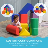 HOMCOM 11-Piece Soft Play Set Kids Foam Blocks, Toys for Climb and Crawl, Multicoloured(m-5)