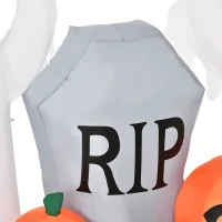 HOMCOM Fantasmas Inflables de Halloween con Luces LED Decoración Hinchable con Calabaza y Lápida para Interior Exterior 182x57x122 cm Multicolor(m-8)