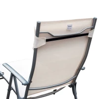 Outsunny Tumbona de Jardín Plegable con Respaldo Ajustable en 7 Niveles Almohada y Reposabrazos 137x63,5x100,5 cm Beige(m-9)