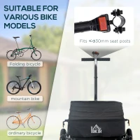HOMCOM Cargo Trailer Bike Stroller Garden Trolley W/Carrier Utility Luggage & Wheels Black(m-4)