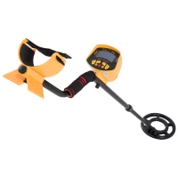 Outsunny Détecteur de métaux électrique haute sensibilité écran LCD chasse aux trésors poignée ergonomique tige télescopique noir jaune(m-1)