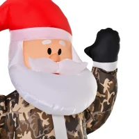 HOMCOM 8ft Christmas Inflatable Outdoor Santa Claus Saluting in Camouflage, Blow Up Yard Decoration Built-in LED Lights for Holiday Party Xmas Garden(m-8)