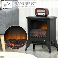HOMCOM Electric Fireplace Stove, Free standing Fireplace Heater with Realistic Flame Effect, Adjustable Temperature and Overheat Protection, Black(m-4)