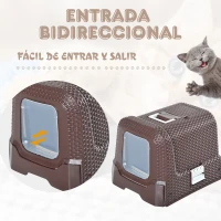 PawHut Arenero Gatos Portatil Cubierto 54x42x41cm Aseo Puerta Basculante Cafe NUEVO(m-5)