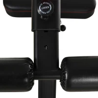 HOMCOM Banc de musculation pliable inclinable multifonction banc Fitness sit-up bandes d'extension latérales + poignée traction acier revêtement synthétique noir rouge(m-9)