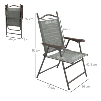 Outsunny Set of Two Folding Garden Chairs, with Fabric Mesh Seats - Dark Grey(m-3)