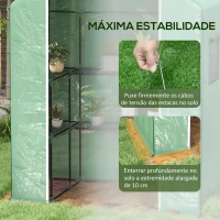 Outsunny Estufa de Jardim com 1 Porta 2 Janelas e Prateleiras de 2 Níveis em Forma de U para Cultivo de Plantas 140x73x190 cm Verde(m-7)