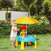 HOMCOM 2 in 1 Sand and Water Table w/ Accessories, Adjustable Parasol - Multicoloured(m-2)