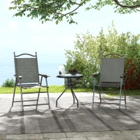 Outsunny Set of Two Folding Garden Chairs, with Fabric Mesh Seats - Dark Grey(m-10)