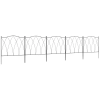 Outsunny Set of Five 61.5cm Decorative Metal Fence Panels - Black(m-11)