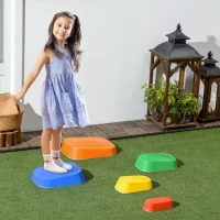 ZONEKIZ Jogo de Equilíbrio para Crianças de 3-8 Anos Conjunto de 5 Degraus para Treino de Equilíbrio 36x27,5x31 cm Multicor(m-2)