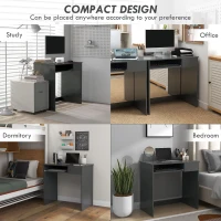 HOMCOM Compact Computer Desk with Keyboard Tray and Drawer, Study Desk, Writing Desk for Home Office, Grey(m-6)