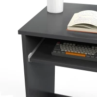 HOMCOM Compact Computer Desk with Keyboard Tray and Drawer, Study Desk, Writing Desk for Home Office, Grey(m-8)