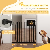 PawHut Wide Dog Safety Gate, with Door Pressure, for Doorways, Hallways, Staircases - Black(m-5)