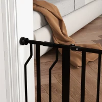 PawHut Wide Dog Safety Gate, with Door Pressure, for Doorways, Hallways, Staircases - Black(m-8)
