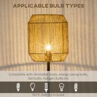 HOMCOM Farmhouse Standing Lamp, Floor Lamps with Hand Woven Rattan Lampshade for Living Room(m-6)