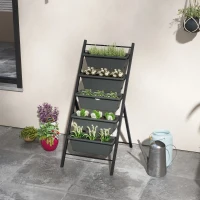 Outsunny 5-Tier Vertical Raised Garden Planter with 5 Container Boxes, Outdoor Plant Stand for Vegetable Flowers, Grey(m-10)