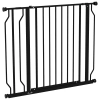 PawHut Wide Dog Safety Gate, with Door Pressure, for Doorways, Hallways, Staircases - Black(m-1)