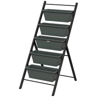 Outsunny 5-Tier Vertical Raised Garden Planter with 5 Container Boxes, Outdoor Plant Stand for Vegetable Flowers, Grey(m-1)