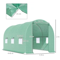 Outsunny Seră cu Acoperiș Rotunjit din PE, 4,5x2x2 m, Verde(m-3)