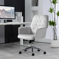 Vinsetto Linen Computer Chair with Armrest, Modern Swivel Chair with Adjustable Height, Light Grey(m-10)
