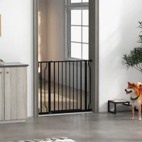 PawHut Wide Dog Safety Gate, with Door Pressure, for Doorways, Hallways, Staircases - Black(m-7)