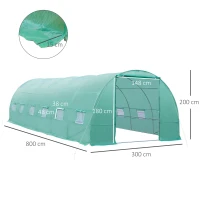 Outsunny Sera Gradina 3×2 m – Verde, PE & Cadru din Otel(m-3)