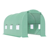Outsunny Seră cu Acoperiș Rotunjit din PE, 4,5x2x2 m, Verde(m-1)