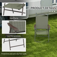 Outsunny Set of Two Folding Garden Chairs, with Fabric Mesh Seats - Dark Brown(m-6)