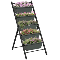 Outsunny 5-Tier Vertical Raised Garden Planter with 5 Container Boxes, Outdoor Plant Stand for Vegetable Flowers, Grey(m-11)