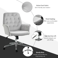 Vinsetto Linen Computer Chair with Armrest, Modern Swivel Chair with Adjustable Height, Light Grey(m-5)