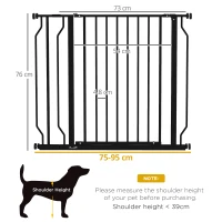 PawHut Wide Dog Safety Gate, with Door Pressure, for Doorways, Hallways, Staircases - Black(m-3)
