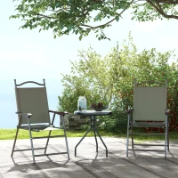 Outsunny Set of Two Folding Garden Chairs, with Fabric Mesh Seats - Dark Brown(m-10)
