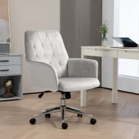 Vinsetto Linen Computer Chair with Armrest, Modern Swivel Chair with Adjustable Height, Light Grey(m-2)
