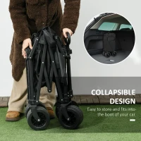 Outsunny Folding Garden Trolley, Outdoor Wagon Cart with Carry Bag, for Beach, Camping, Festival, 120KG Capacity, Black(m-4)