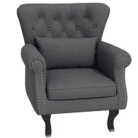 HOMCOM Chesterfield-Style Accent Chair - Grey(m-11)