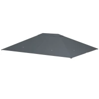 Outsunny 3 x 4m Gazebo Canopy Replacement Cover, Gazebo Roof Replacement (TOP COVER ONLY), Dark Grey(m-1)