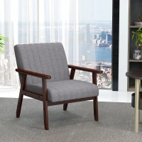 HOMCOM Mid Century Accent Chair, with Wooden Legs - Grey(m-7)