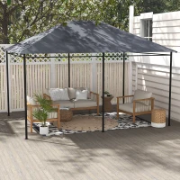 Outsunny 3 x 4m Gazebo Canopy Replacement Cover, Gazebo Roof Replacement (TOP COVER ONLY), Dark Grey(m-10)