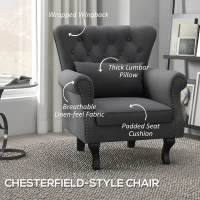 HOMCOM Chesterfield-Style Accent Chair - Grey(m-5)
