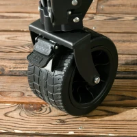 Outsunny Folding Garden Trolley, Outdoor Wagon Cart with Carry Bag, for Beach, Camping, Festival, 120KG Capacity, Black(m-9)