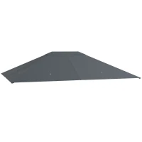 Outsunny 3 x 4m Gazebo Canopy Replacement Cover, Gazebo Roof Replacement (TOP COVER ONLY), Dark Grey(m-11)