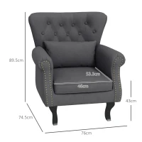HOMCOM Chesterfield-Style Accent Chair - Grey(m-3)