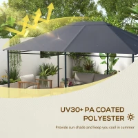 Outsunny 3 x 4m Gazebo Canopy Replacement Cover, Gazebo Roof Replacement (TOP COVER ONLY), Dark Grey(m-4)